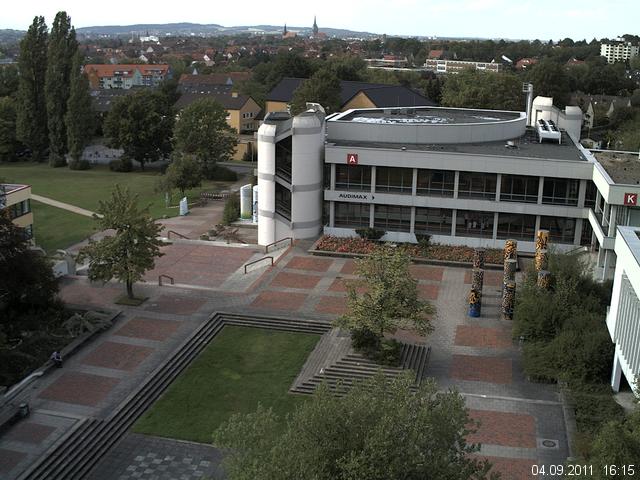 Foto der Webcam: Verwaltungsgeb&auml;ude, Innenhof mit Audimax, H&ouml;rsaal-Geb&auml;ude 1