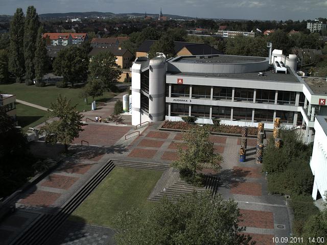 Foto der Webcam: Verwaltungsgeb&auml;ude, Innenhof mit Audimax, H&ouml;rsaal-Geb&auml;ude 1