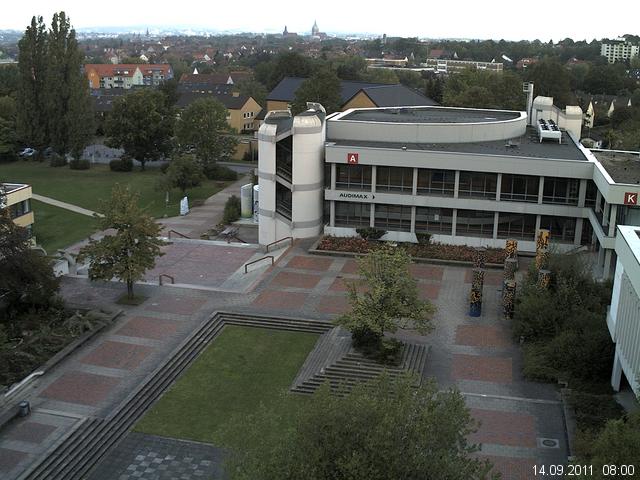 Foto der Webcam: Verwaltungsgeb&auml;ude, Innenhof mit Audimax, H&ouml;rsaal-Geb&auml;ude 1