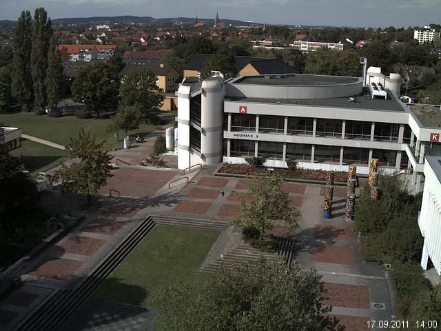 Foto der Webcam: Verwaltungsgeb&auml;ude, Innenhof mit Audimax, H&ouml;rsaal-Geb&auml;ude 1