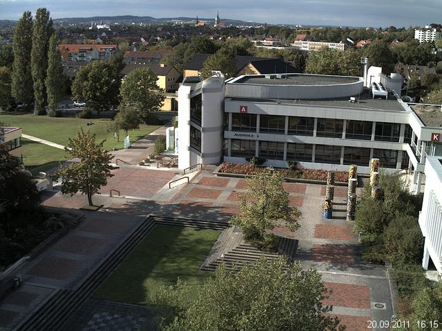 Foto der Webcam: Verwaltungsgeb&auml;ude, Innenhof mit Audimax, H&ouml;rsaal-Geb&auml;ude 1
