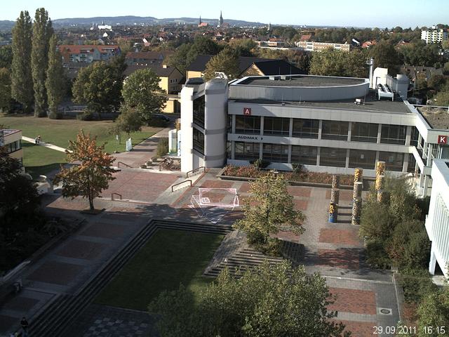 Foto der Webcam: Verwaltungsgeb&auml;ude, Innenhof mit Audimax, H&ouml;rsaal-Geb&auml;ude 1