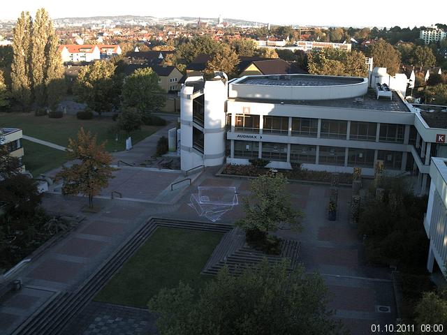 Foto der Webcam: Verwaltungsgeb&auml;ude, Innenhof mit Audimax, H&ouml;rsaal-Geb&auml;ude 1