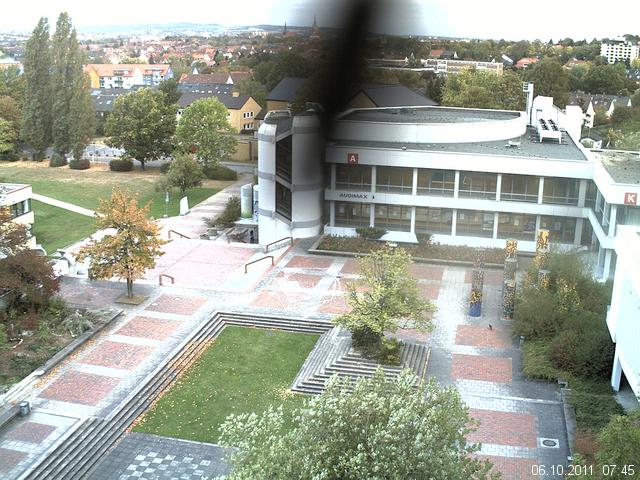 Foto der Webcam: Verwaltungsgeb&auml;ude, Innenhof mit Audimax, H&ouml;rsaal-Geb&auml;ude 1