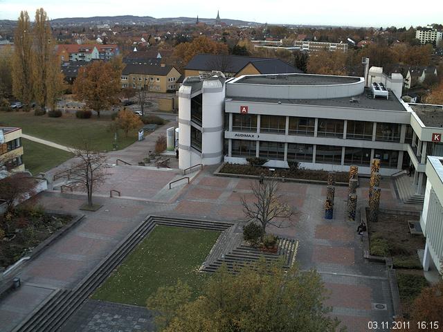 Foto der Webcam: Verwaltungsgeb&auml;ude, Innenhof mit Audimax, H&ouml;rsaal-Geb&auml;ude 1