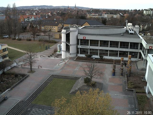 Foto der Webcam: Verwaltungsgeb&auml;ude, Innenhof mit Audimax, H&ouml;rsaal-Geb&auml;ude 1