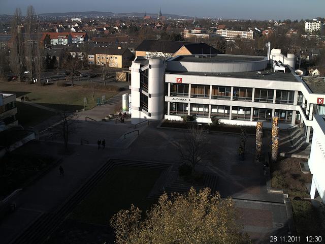 Foto der Webcam: Verwaltungsgeb&auml;ude, Innenhof mit Audimax, H&ouml;rsaal-Geb&auml;ude 1