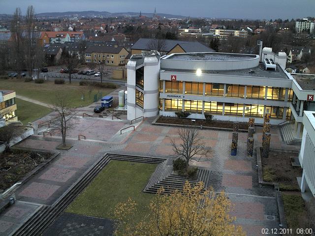 Foto der Webcam: Verwaltungsgeb&auml;ude, Innenhof mit Audimax, H&ouml;rsaal-Geb&auml;ude 1