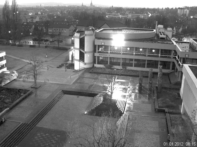 Foto der Webcam: Verwaltungsgeb&auml;ude, Innenhof mit Audimax, H&ouml;rsaal-Geb&auml;ude 1