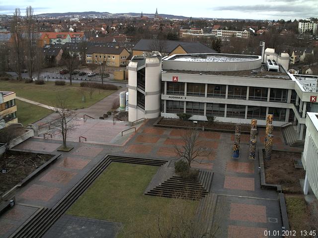 Foto der Webcam: Verwaltungsgeb&auml;ude, Innenhof mit Audimax, H&ouml;rsaal-Geb&auml;ude 1