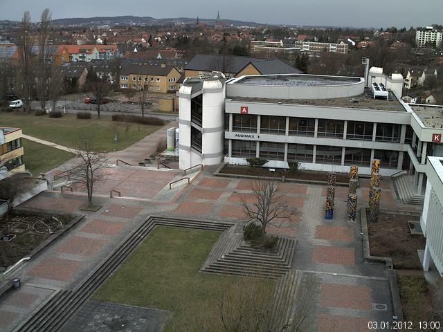 Foto der Webcam: Verwaltungsgeb&auml;ude, Innenhof mit Audimax, H&ouml;rsaal-Geb&auml;ude 1