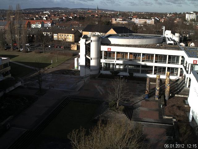 Foto der Webcam: Verwaltungsgeb&auml;ude, Innenhof mit Audimax, H&ouml;rsaal-Geb&auml;ude 1