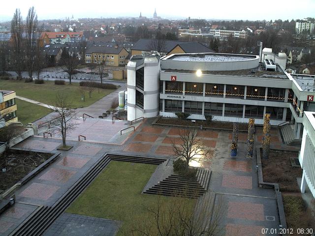 Foto der Webcam: Verwaltungsgeb&auml;ude, Innenhof mit Audimax, H&ouml;rsaal-Geb&auml;ude 1