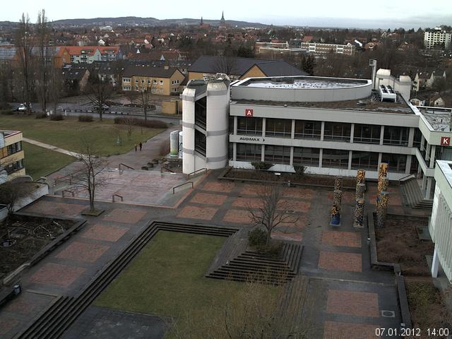 Foto der Webcam: Verwaltungsgeb&auml;ude, Innenhof mit Audimax, H&ouml;rsaal-Geb&auml;ude 1