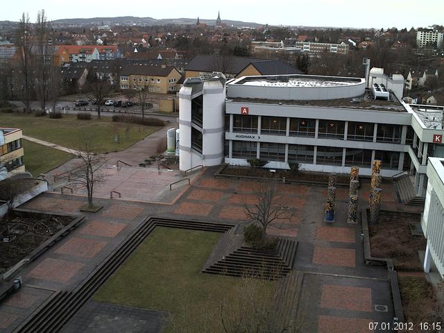 Foto der Webcam: Verwaltungsgeb&auml;ude, Innenhof mit Audimax, H&ouml;rsaal-Geb&auml;ude 1