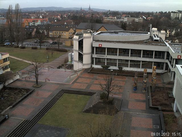 Foto der Webcam: Verwaltungsgeb&auml;ude, Innenhof mit Audimax, H&ouml;rsaal-Geb&auml;ude 1