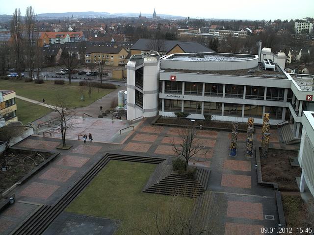 Foto der Webcam: Verwaltungsgeb&auml;ude, Innenhof mit Audimax, H&ouml;rsaal-Geb&auml;ude 1