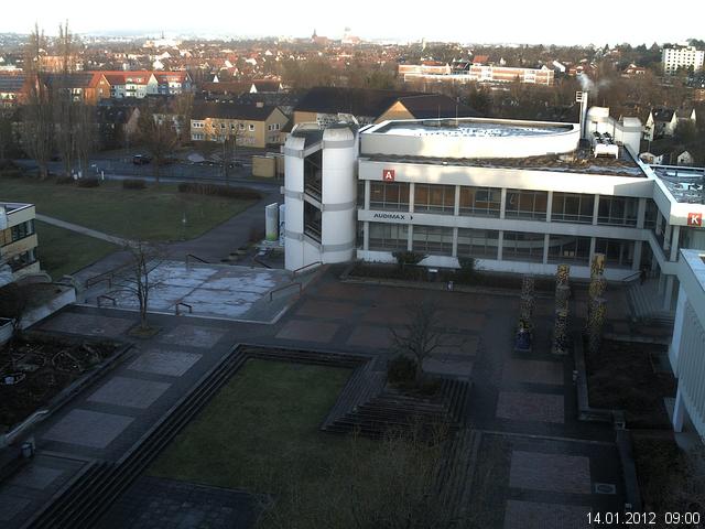 Foto der Webcam: Verwaltungsgeb&auml;ude, Innenhof mit Audimax, H&ouml;rsaal-Geb&auml;ude 1