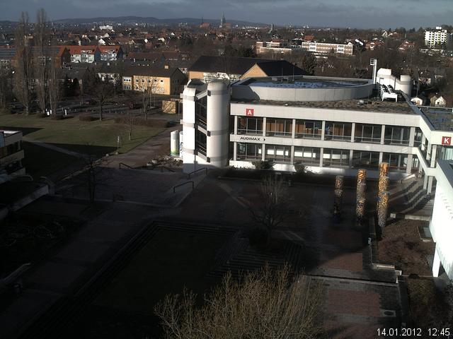 Foto der Webcam: Verwaltungsgeb&auml;ude, Innenhof mit Audimax, H&ouml;rsaal-Geb&auml;ude 1