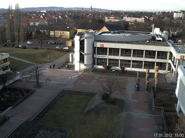 Foto der Webcam: Verwaltungsgeb&auml;ude, Innenhof mit Audimax, H&ouml;rsaal-Geb&auml;ude 1