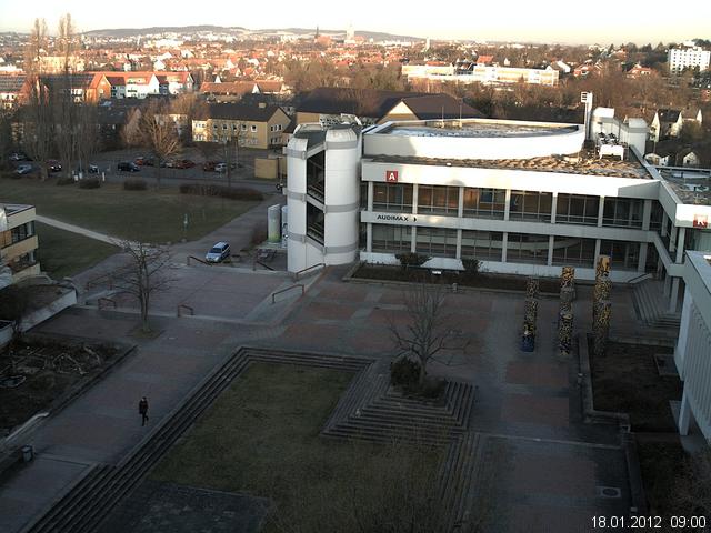 Foto der Webcam: Verwaltungsgeb&auml;ude, Innenhof mit Audimax, H&ouml;rsaal-Geb&auml;ude 1