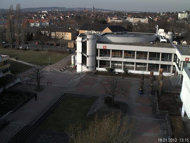 Foto der Webcam: Verwaltungsgeb&auml;ude, Innenhof mit Audimax, H&ouml;rsaal-Geb&auml;ude 1