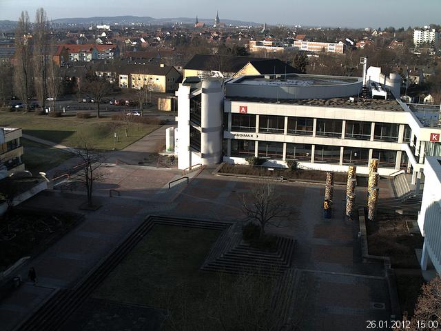 Foto der Webcam: Verwaltungsgeb&auml;ude, Innenhof mit Audimax, H&ouml;rsaal-Geb&auml;ude 1