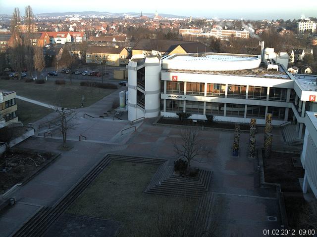 Foto der Webcam: Verwaltungsgeb&auml;ude, Innenhof mit Audimax, H&ouml;rsaal-Geb&auml;ude 1