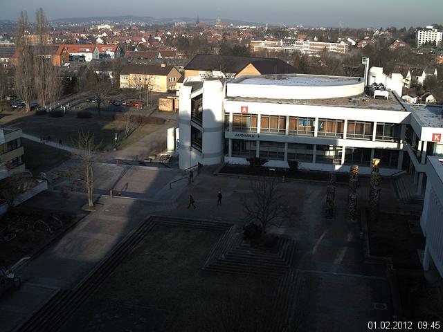 Foto der Webcam: Verwaltungsgeb&auml;ude, Innenhof mit Audimax, H&ouml;rsaal-Geb&auml;ude 1