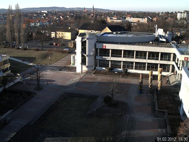 Foto der Webcam: Verwaltungsgeb&auml;ude, Innenhof mit Audimax, H&ouml;rsaal-Geb&auml;ude 1