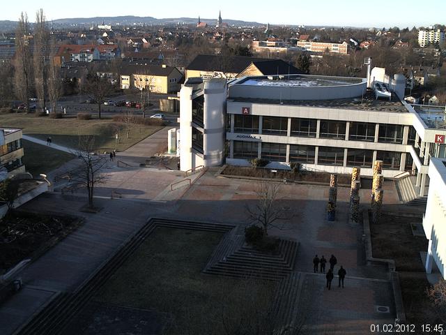 Foto der Webcam: Verwaltungsgeb&auml;ude, Innenhof mit Audimax, H&ouml;rsaal-Geb&auml;ude 1