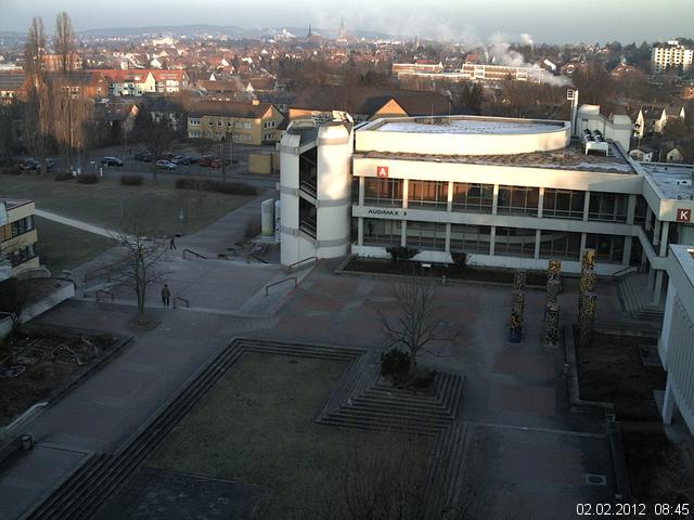Foto der Webcam: Verwaltungsgeb&auml;ude, Innenhof mit Audimax, H&ouml;rsaal-Geb&auml;ude 1