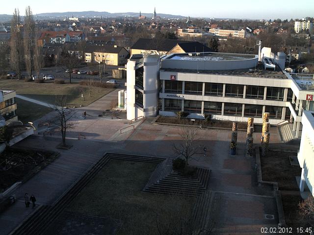 Foto der Webcam: Verwaltungsgeb&auml;ude, Innenhof mit Audimax, H&ouml;rsaal-Geb&auml;ude 1