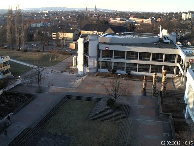 Foto der Webcam: Verwaltungsgeb&auml;ude, Innenhof mit Audimax, H&ouml;rsaal-Geb&auml;ude 1