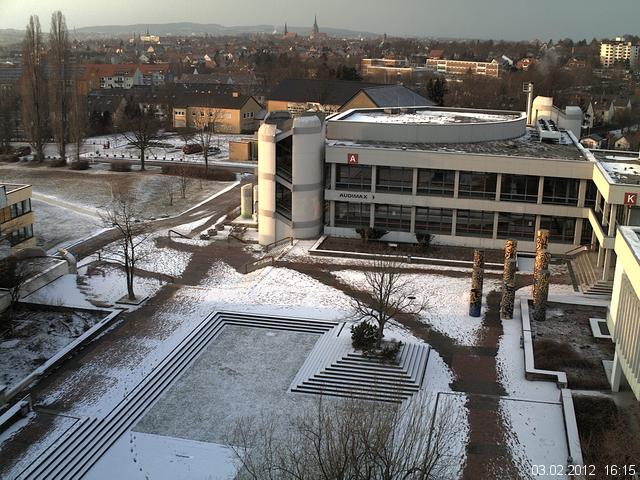 Foto der Webcam: Verwaltungsgeb&auml;ude, Innenhof mit Audimax, H&ouml;rsaal-Geb&auml;ude 1