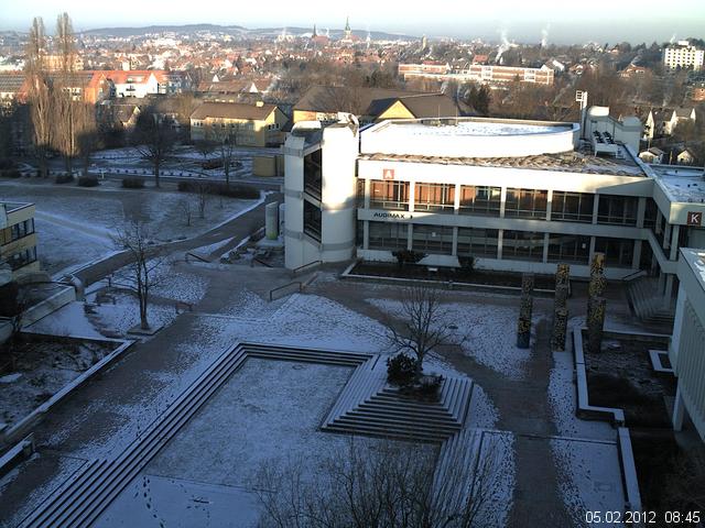 Foto der Webcam: Verwaltungsgeb&auml;ude, Innenhof mit Audimax, H&ouml;rsaal-Geb&auml;ude 1
