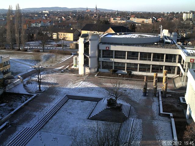 Foto der Webcam: Verwaltungsgeb&auml;ude, Innenhof mit Audimax, H&ouml;rsaal-Geb&auml;ude 1