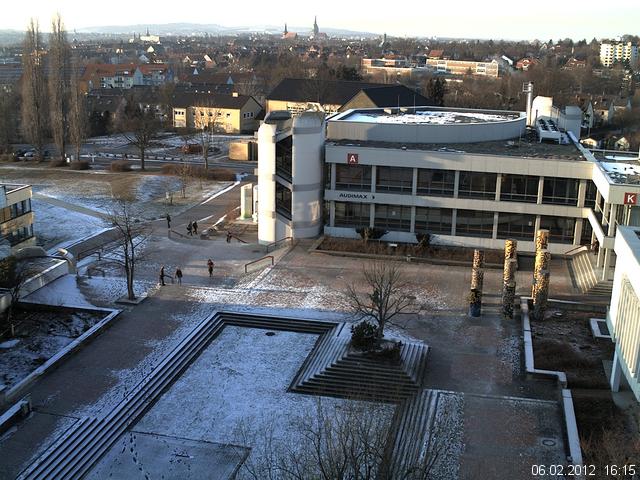 Foto der Webcam: Verwaltungsgeb&auml;ude, Innenhof mit Audimax, H&ouml;rsaal-Geb&auml;ude 1