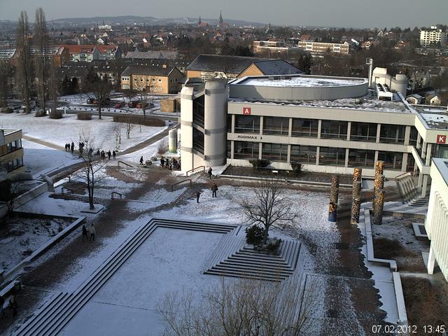 Foto der Webcam: Verwaltungsgeb&auml;ude, Innenhof mit Audimax, H&ouml;rsaal-Geb&auml;ude 1