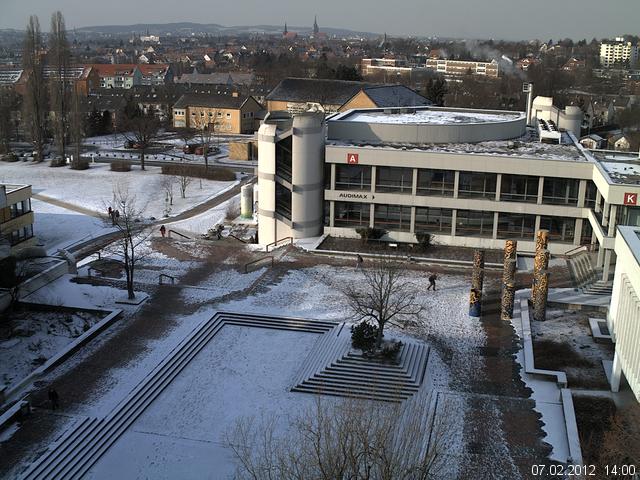 Foto der Webcam: Verwaltungsgeb&auml;ude, Innenhof mit Audimax, H&ouml;rsaal-Geb&auml;ude 1