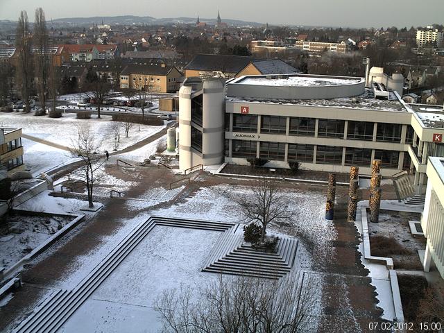 Foto der Webcam: Verwaltungsgeb&auml;ude, Innenhof mit Audimax, H&ouml;rsaal-Geb&auml;ude 1