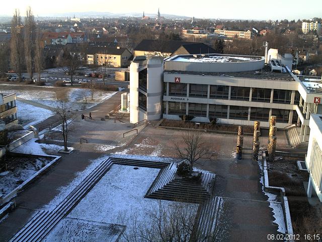 Foto der Webcam: Verwaltungsgeb&auml;ude, Innenhof mit Audimax, H&ouml;rsaal-Geb&auml;ude 1