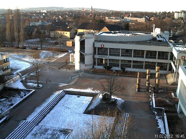 Foto der Webcam: Verwaltungsgeb&auml;ude, Innenhof mit Audimax, H&ouml;rsaal-Geb&auml;ude 1