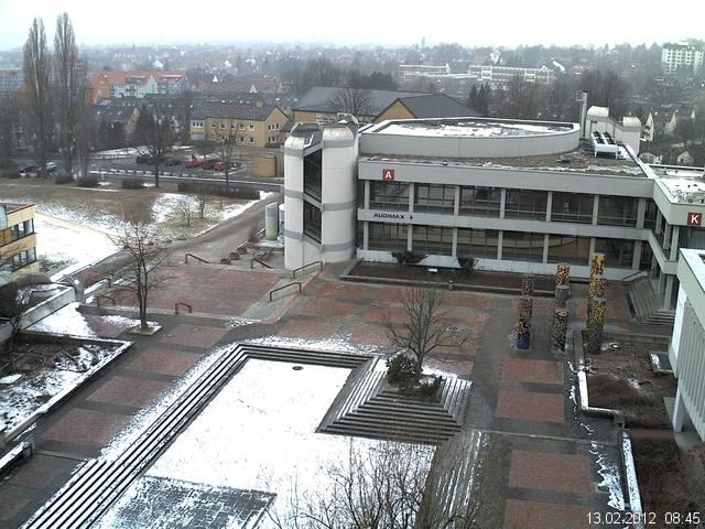 Foto der Webcam: Verwaltungsgeb&auml;ude, Innenhof mit Audimax, H&ouml;rsaal-Geb&auml;ude 1