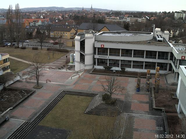 Foto der Webcam: Verwaltungsgeb&auml;ude, Innenhof mit Audimax, H&ouml;rsaal-Geb&auml;ude 1