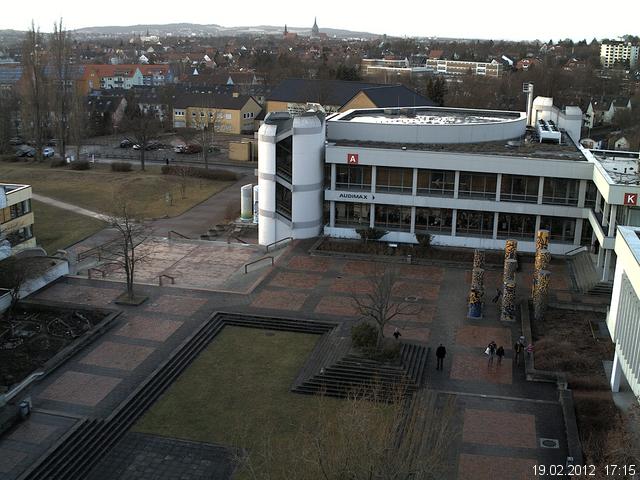 Foto der Webcam: Verwaltungsgeb&auml;ude, Innenhof mit Audimax, H&ouml;rsaal-Geb&auml;ude 1