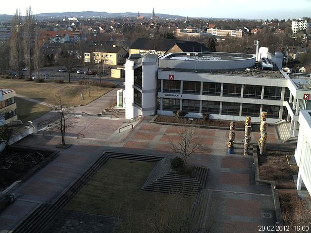 Foto der Webcam: Verwaltungsgeb&auml;ude, Innenhof mit Audimax, H&ouml;rsaal-Geb&auml;ude 1