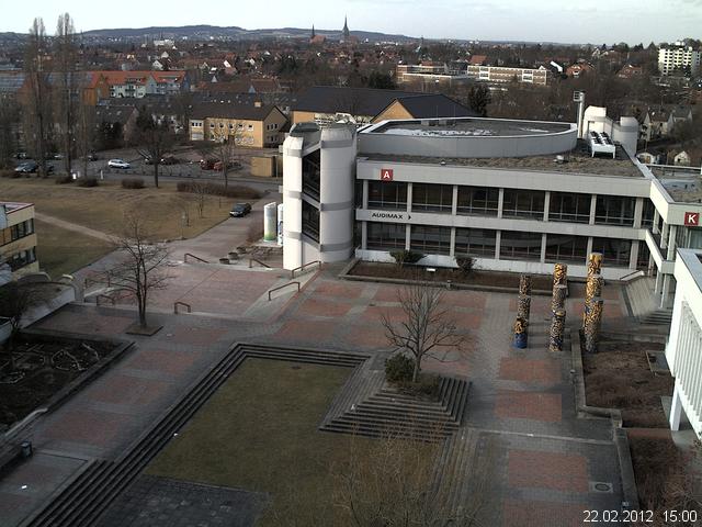 Foto der Webcam: Verwaltungsgeb&auml;ude, Innenhof mit Audimax, H&ouml;rsaal-Geb&auml;ude 1