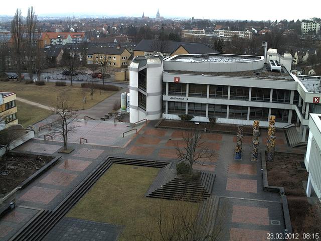 Foto der Webcam: Verwaltungsgeb&auml;ude, Innenhof mit Audimax, H&ouml;rsaal-Geb&auml;ude 1