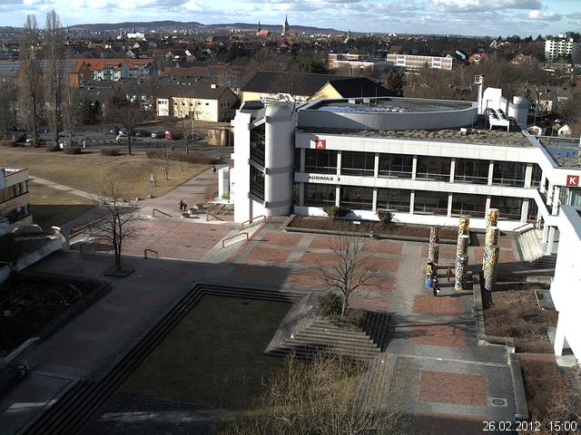 Foto der Webcam: Verwaltungsgeb&auml;ude, Innenhof mit Audimax, H&ouml;rsaal-Geb&auml;ude 1